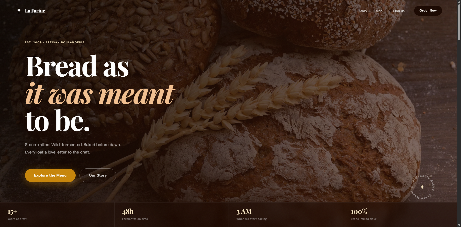 Mock Bakery website screenshot